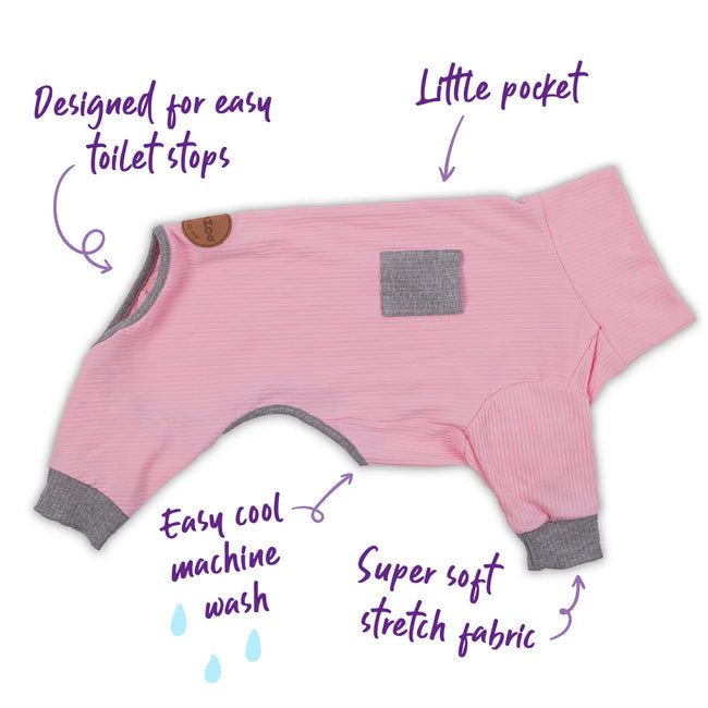 Kazoo Long John Dog Pyjamas - Pink