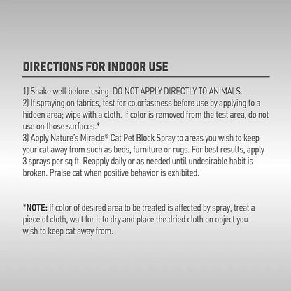 Natures Miracle Cat Pet Block Spray 236ml