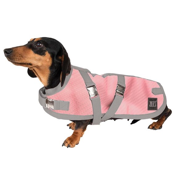 Zeez Supreme Dachshund Coat Flamingo Pink & Grey